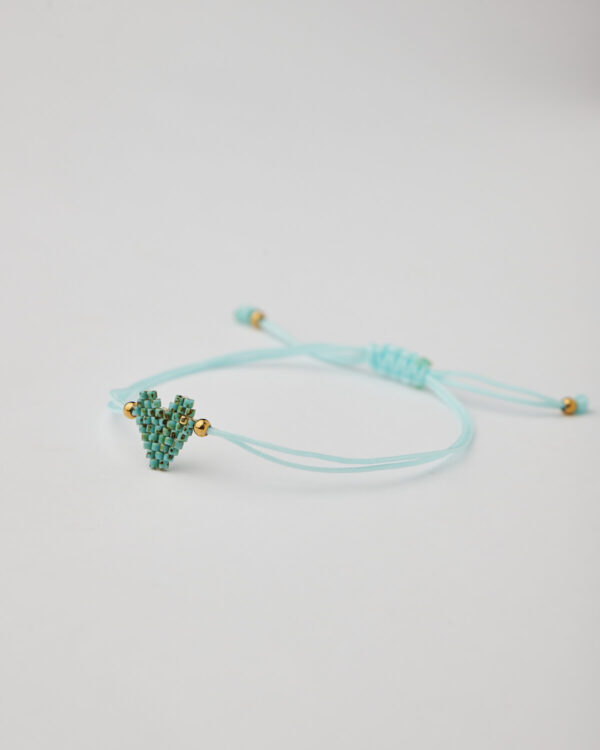 Handmade bracelet with heart miyuki bead charm and adjustable cord