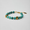 Full handmade bracelet with marble aquamarine howlite beads and gold accents