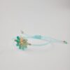 Handmade bracelet with turquoise-white-gold Miyuki flower on adjustable cord