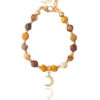 Bracelet with brown jade beads and moon charm