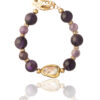 Amethyst and pearl bracelet with gold accents