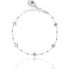 Rhodium plated bracelet with colorful square crystals