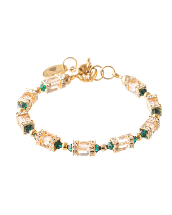 Allover Gold and Emerald Bracelet with crystal and gold-plated elements