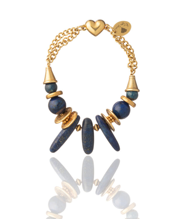 Lapis Lazuli Sticks Bracelet with gold-plated accents
