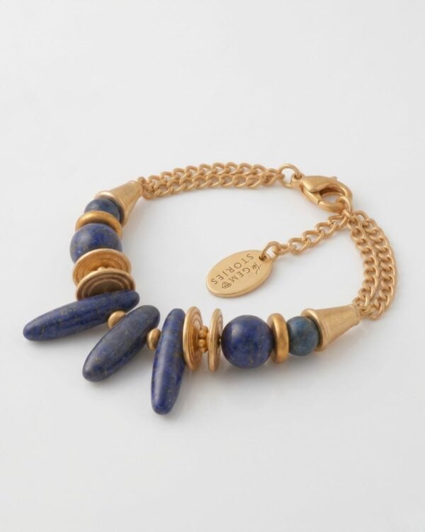 Lapis Lazuli Sticks Bracelet with gold-plated accents