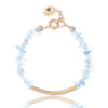 Handmade aquamarine bracelet with gold-plated curved element by The Gem Stories