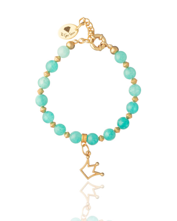 Handmade crown amazonite bracelet with gold-plated elements by The Gem Stories