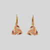 Coral red and gold Miyuki triangle earrings by The Gem Stories
