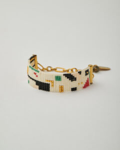 Handmade Miyuki bracelet with multicolor geometric pattern in peyote style by The Gem Stories
