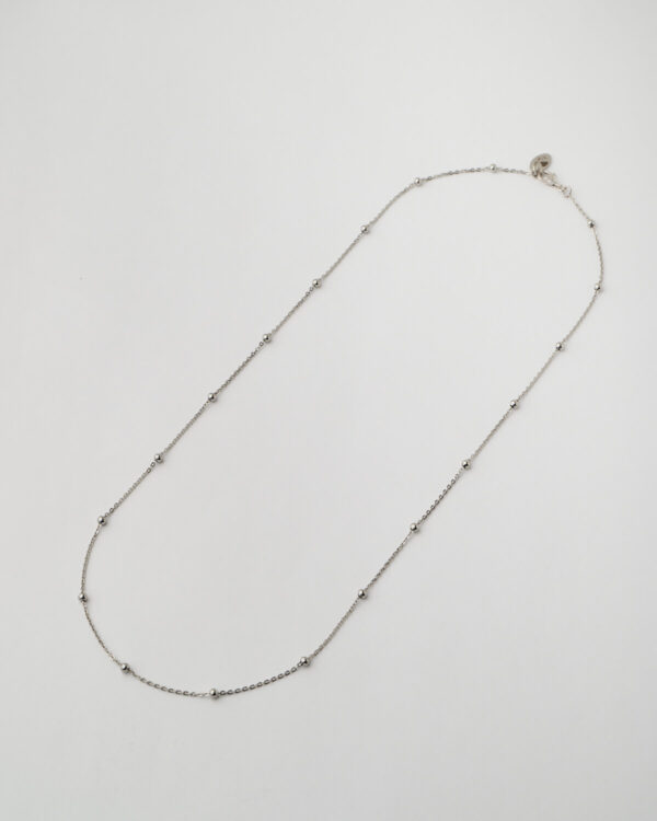 Silver chain long necklace with delicate bead details by The Gem Stories