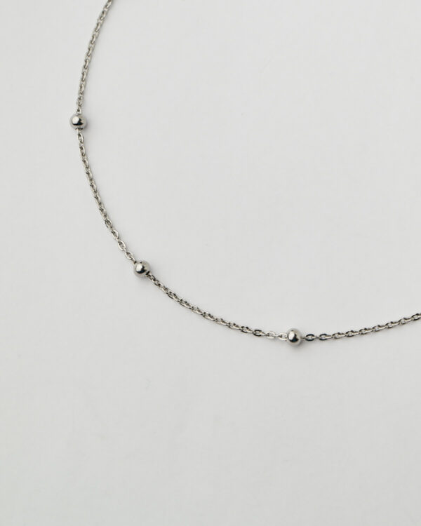 Silver chain long necklace with delicate bead details by The Gem Stories