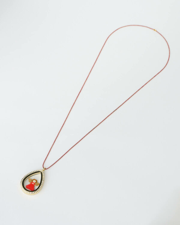 Red Angel Miyuki Drop Locket Necklace by The Gem Stories