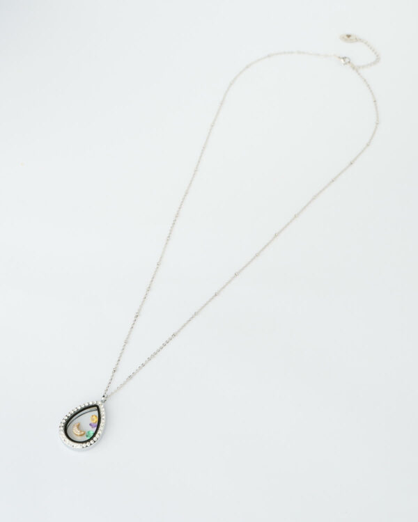 Colorful Moon TearDrop Memory Locket Necklace by The Gem Stories
