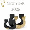 Lucky Horseshoe Home Charm 2026 by The Gem Stories – handmade black and gold charm symbolizing luck and protection.
