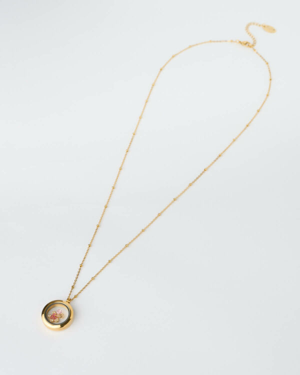 Pink Flower Memory Locket Necklace by The Gem Stories