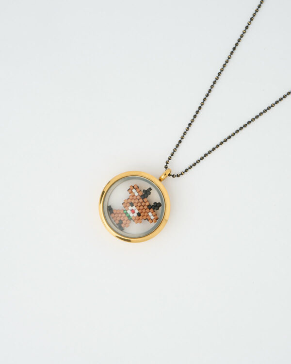 Reindeer Miyuki memory locket necklace by The Gem Stories