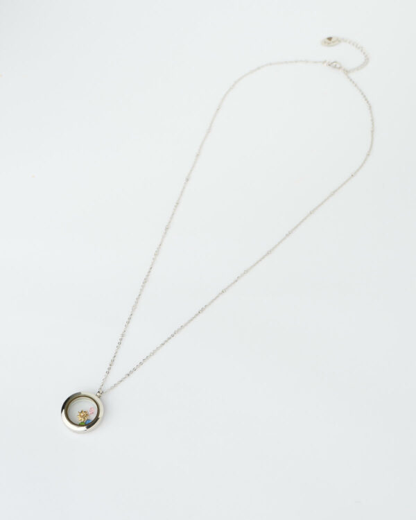 Silver sun and colorful stones memory locket necklace by The Gem Stories