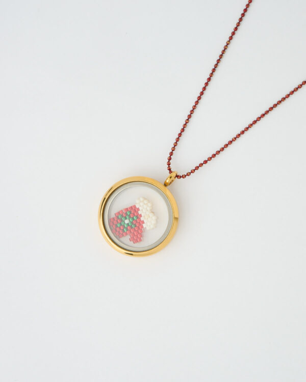 Christmas Stocking Miyuki Memory Locket Necklace by The Gem Stories
