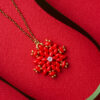 XMAS Red Snowflake necklace with 70cm chain by The Gem Stories