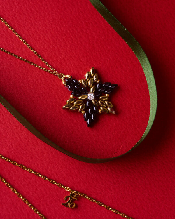 XMAS Necklace Black & Gold Star - Chain 70cm