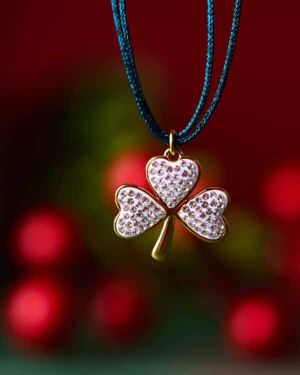 Blue Crystal Clover Charm