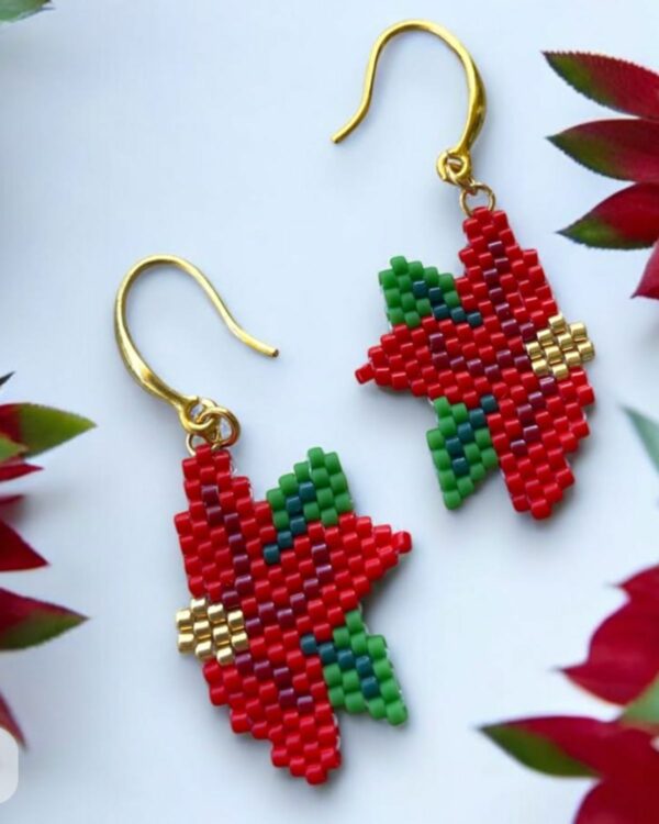 Poinsettia Miyuki Earrings