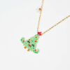 Close-up of Jolly Holiday Tree Miyuki Necklace with green beaded Christmas tree pendant by The Gem Stories
