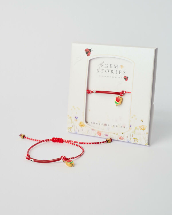 March Red Bar & Heart Bracelet