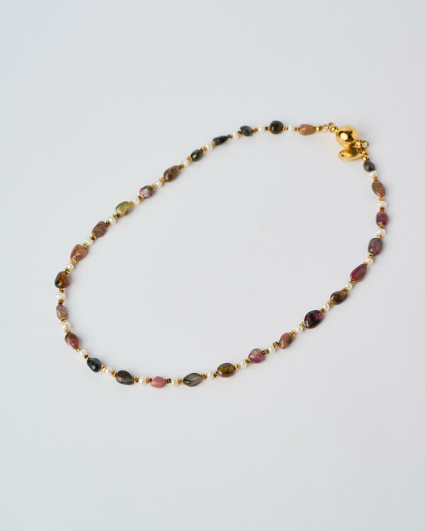 Earth Harmony multiway handmade necklace with natural stones and gold clasp by The Gem Stories