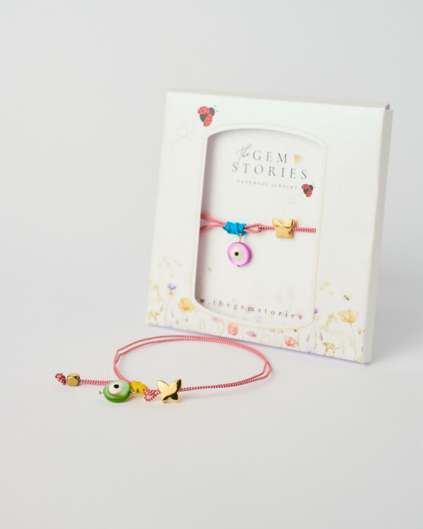 Μαρτάκι μακραμέ με μοτίφ ματιού, πασχαλίτσας και πεταλούδας