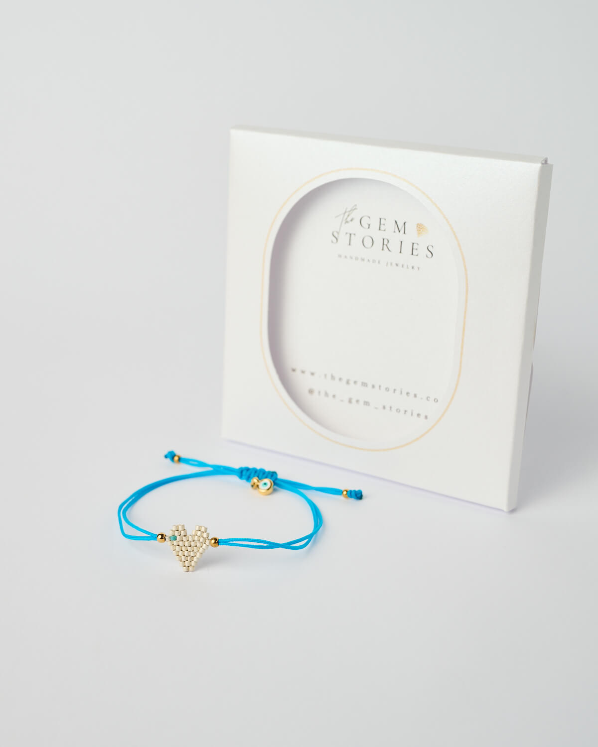 Βραχιόλι Miyuki με γούρι καρδιά – Ice Blue Βραχιόλι Miyuki με γούρι καρδιά – Ice Blue