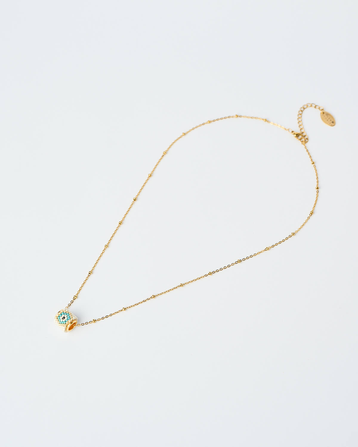 Κολιέ Miyuki Round Evil Eye – Ice Κολιέ Miyuki Round Evil Eye σε απόχρωση Ice με χρυσή αλυσίδα, χειροποίητο από το The Gem Stories