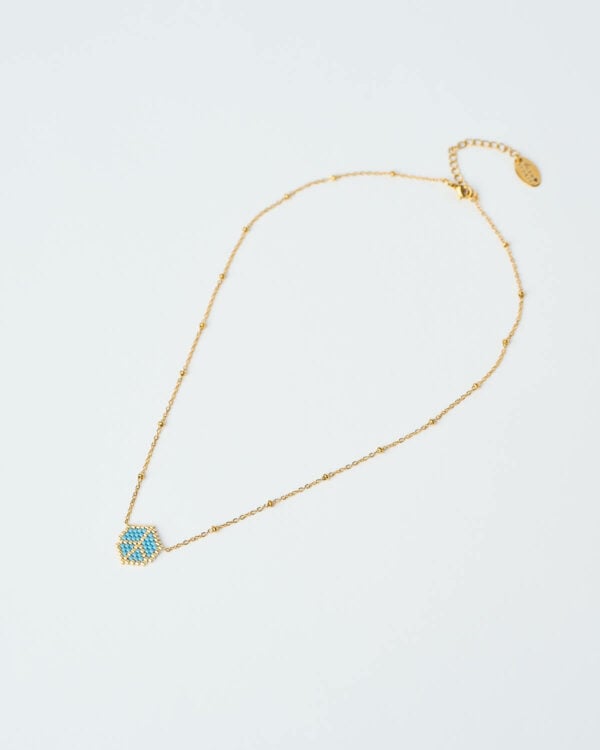 Λεπτεπίλεπτο κολιέ Miyuki Victory σε μπλε, με χρυσή αλυσίδα, χειροποίητο από το The Gem Stories