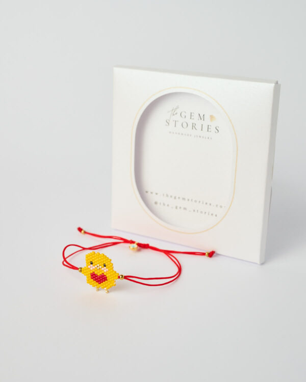 Βραχιόλι Sweet Miyuki Chick, χειροποίητο βραχιόλι με χάντρες και χαριτωμένο μοτίβο κοτοπουλάκι, από το The Gem Stories