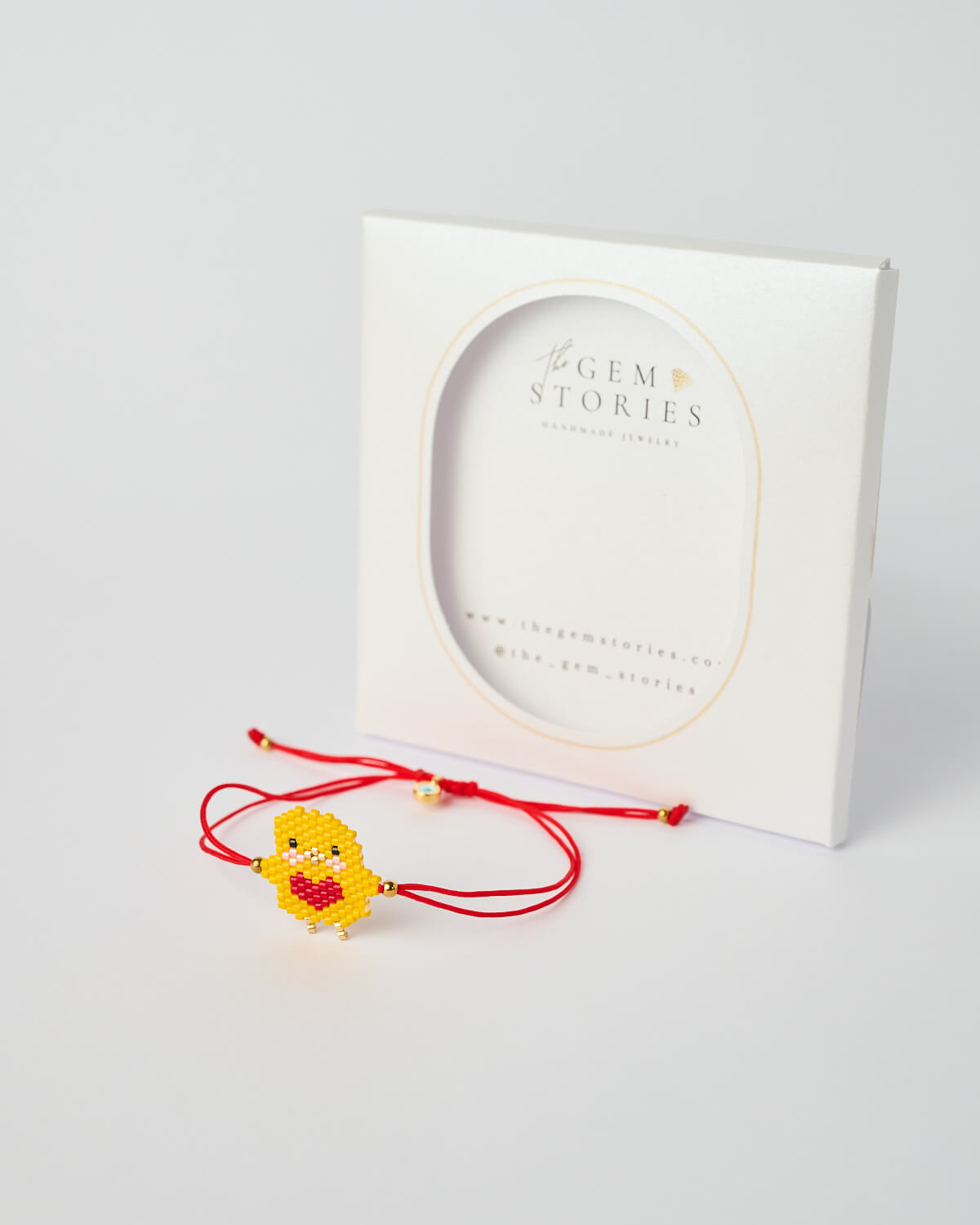 Γλυκό βραχιόλι Miyuki με κίτρινο κοτοπουλάκι. Βραχιόλι Sweet Miyuki Chick, χειροποίητο βραχιόλι με χάντρες και χαριτωμένο μοτίβο κοτοπουλάκι, από το The Gem Stories