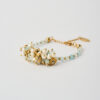 Golden Pearl and Aquamarine cluster bracelet handmade jewelry by The Gem Stories