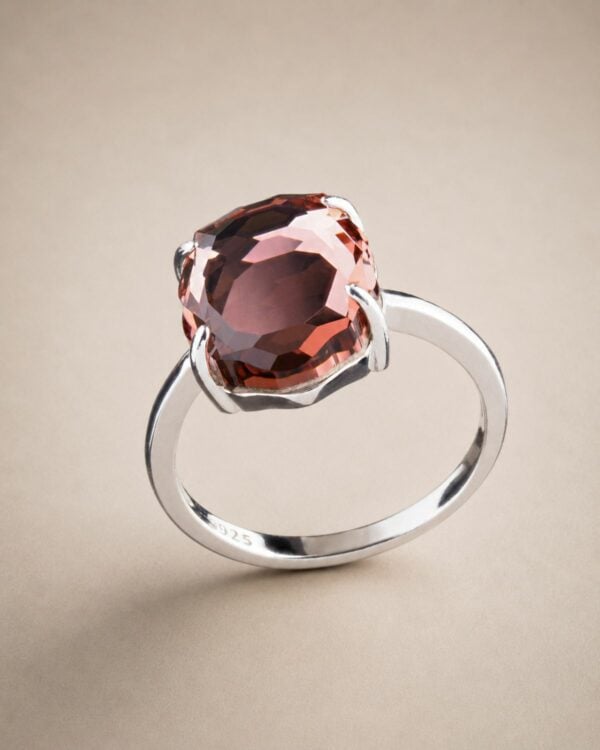 The Gem Stories Blush Rose Baroque Ring–rhodium