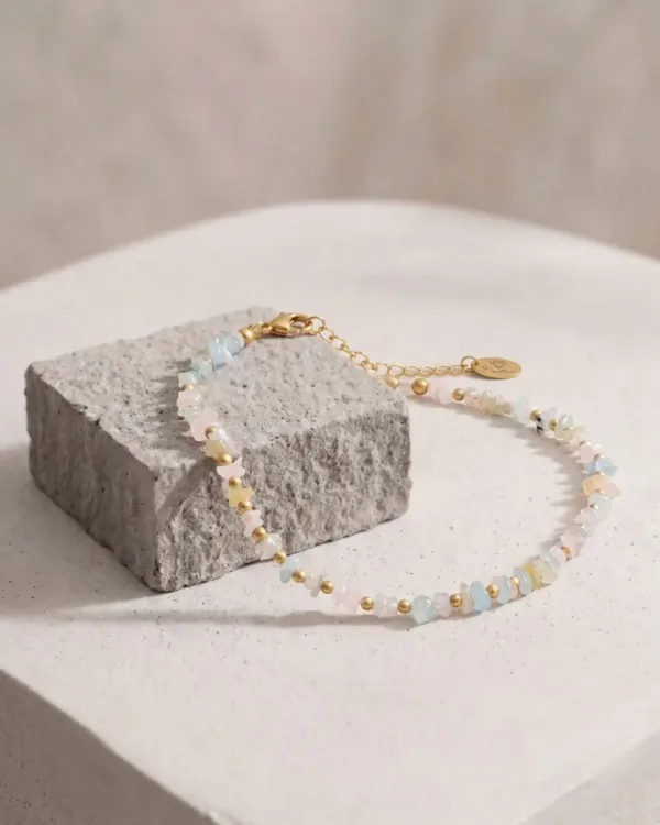 Handmade Morganite Minimal Necklace Concept featuring delicate morganite gemstones and a refined minimalist design.
