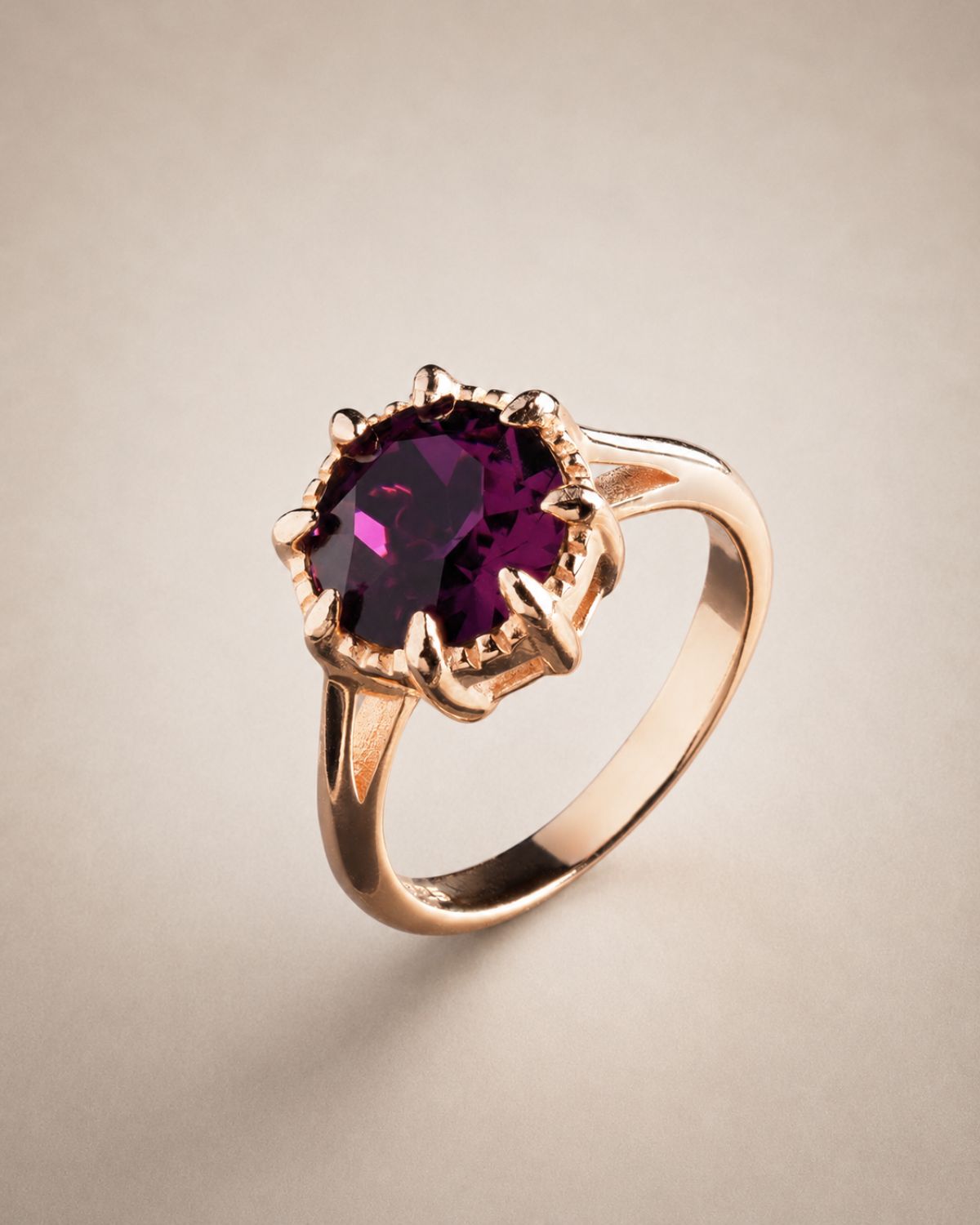 Amethyst-Chaton-Rose-Gold-Plated Amethyst-Chaton-Rose-Gold-Plated