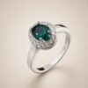 Aquamarine Oval Ring Rhodium Plated with Elegant Design