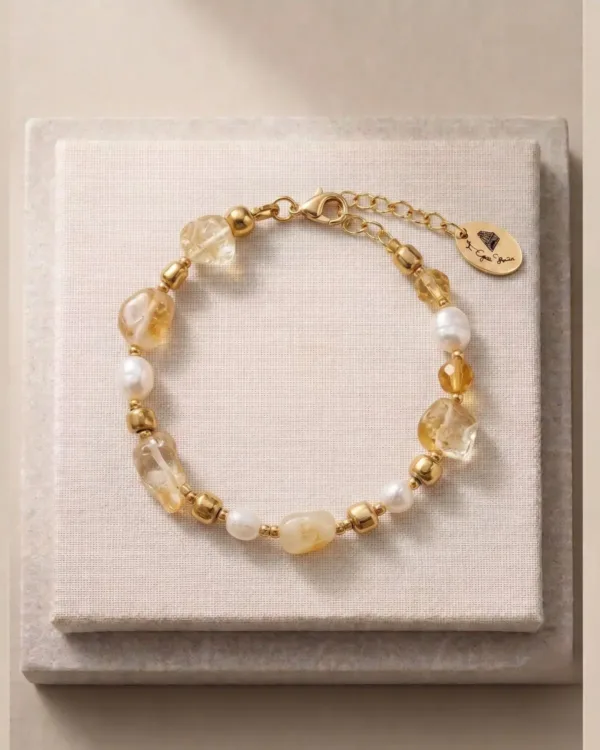 Handmade Citrine & Pearl Bracelet Concept featuring radiant citrine gemstones and elegant pearls in a refined design.