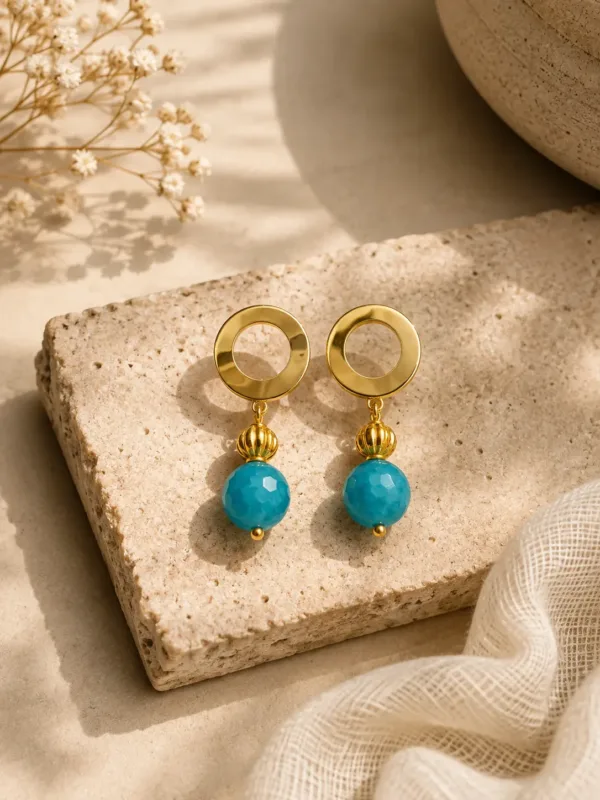 Turquoise Eclipse Earrings handmade gemstone jewelry by The Gem Stories