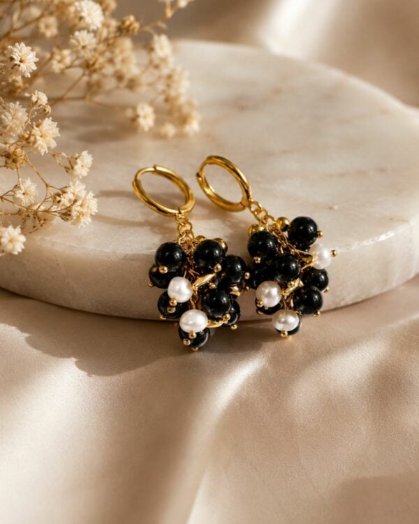 Midnight Pearl Cascade handmade pearl jewelry by The Gem Stories