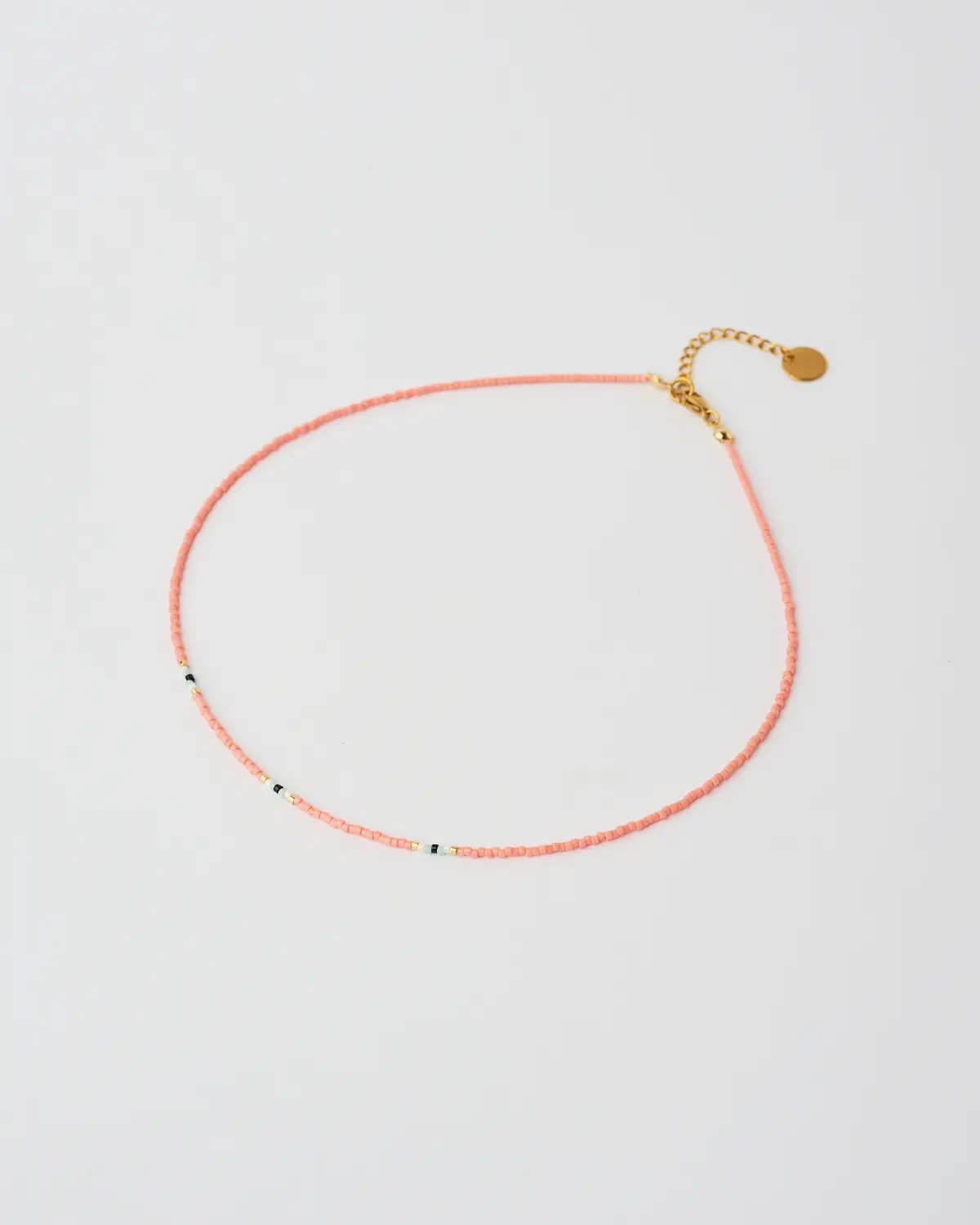 Miyuki Minimal Beaded Necklace Coral Minimal handmade Miyuki beaded coral necklace by The Gem Stories