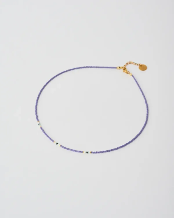 Minimal handmade Miyuki beaded purple necklace by The Gem Stories
