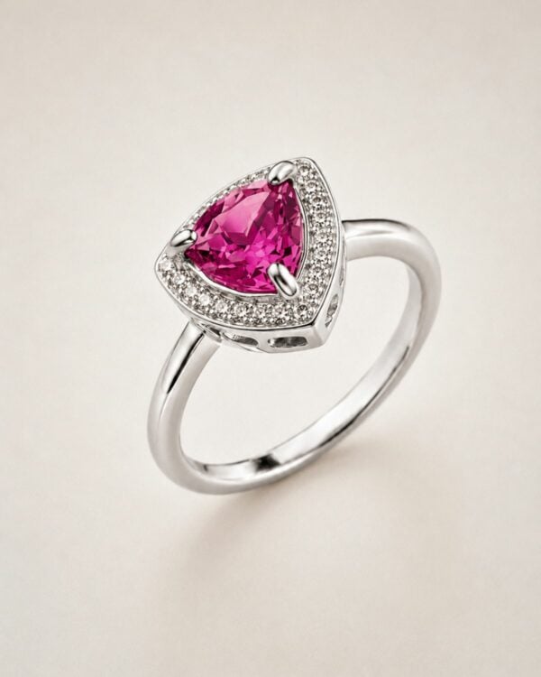 Rose Trilliant Ring – Rhodium Plated