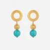 Σκουλαρίκια Turquoise Eclipse, χειροποίητο κόσμημα με πολύτιμους λίθους από την The Gem Stories.