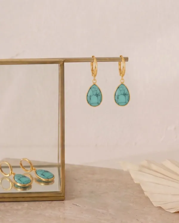 Handmade Turquoise Drop Earrings Concept featuring natural turquoise tones and an elegant dangling design.