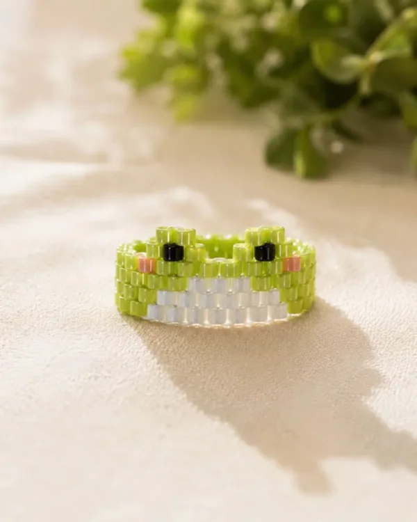 Handmade Happy Frog Miyuki ring by The Gem Stories