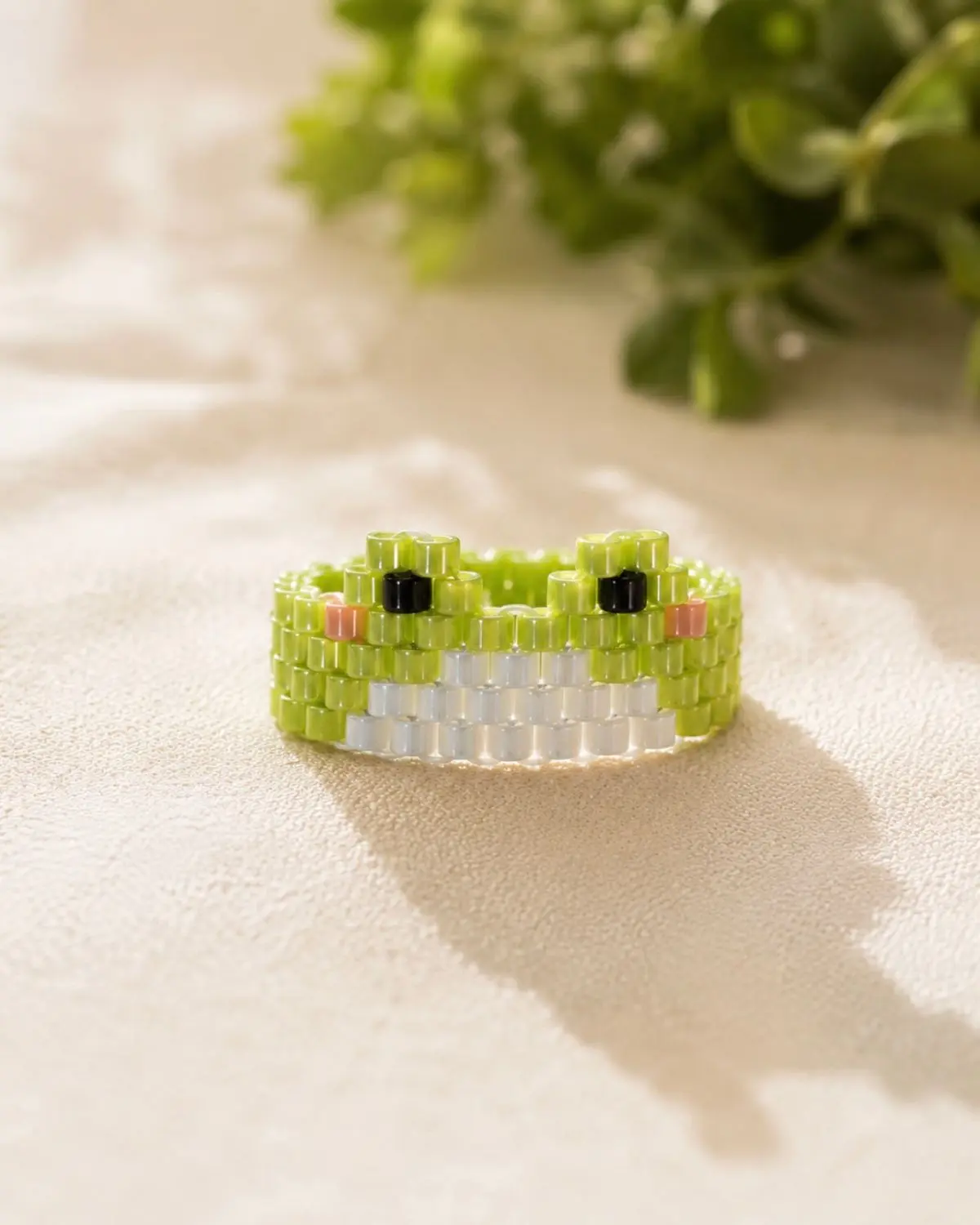Happy Frog Miyuki Ring Handmade Happy Frog Miyuki ring by The Gem Stories